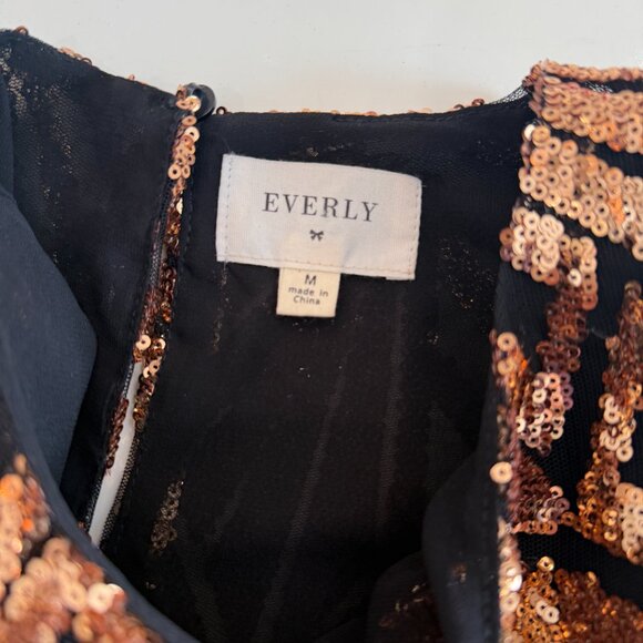 Everly Gold Copper & Black Sequin Top Blouse - Picture 5 of 5